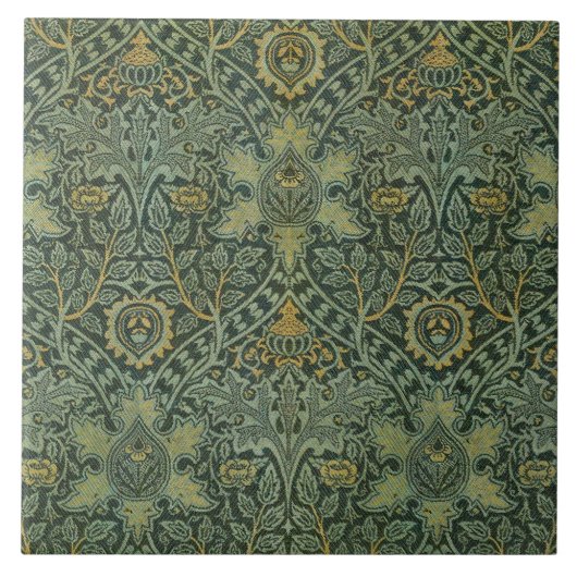 Carreau William Morris Ispahan Vert sarcelle Floral Art (Devant)