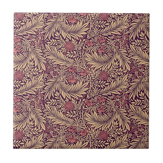 Carreau William * Morris Larkspur Floral Gold Bourgogne (Devant)
