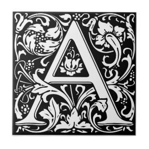 Carreau William Morris Lettre monogramme A Carrelage céram