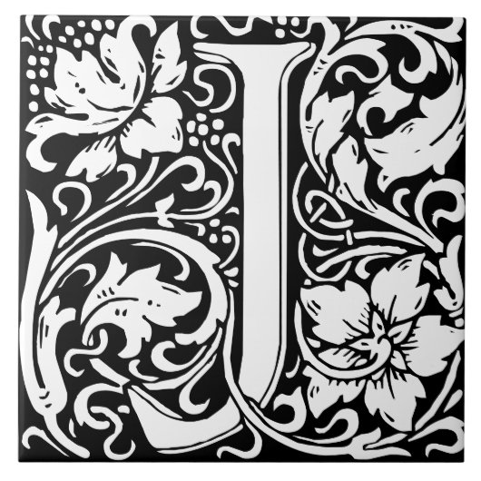 Carreau William Morris Lettre monogramme Art nouveau J (Devant)