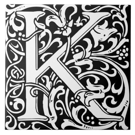 Carreau William Morris Lettre monogramme Art nouveau K (Devant)