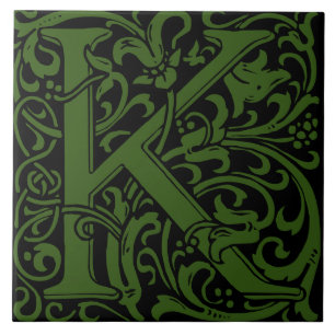 Carreau William Morris Lettre monogramme Art nouveau K