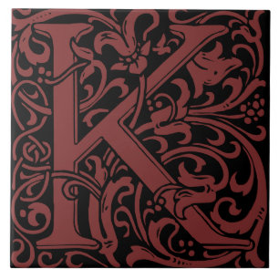 Carreau William Morris Lettre monogramme Art nouveau K