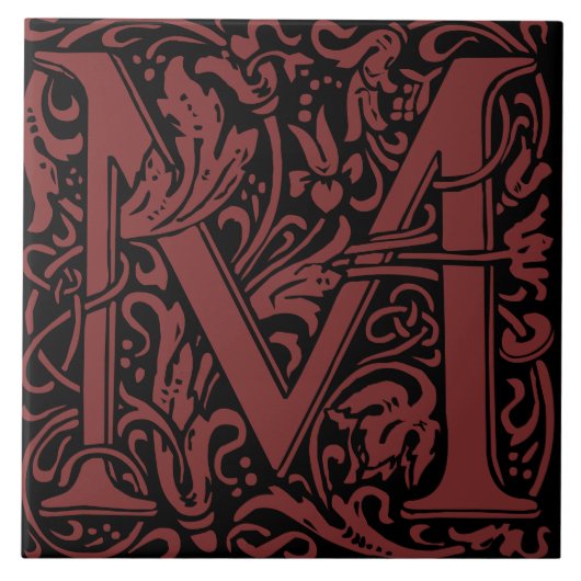 Carreau William Morris Lettre monogramme Art nouveau M (Devant)