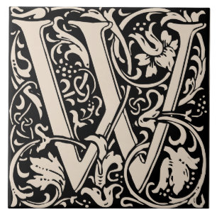 Carreau William Morris Lettre monogramme Art nouveau W