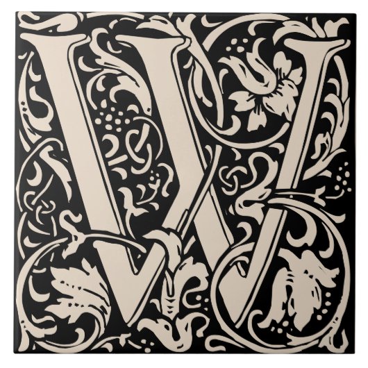 Carreau William Morris Lettre monogramme Art nouveau W (Devant)