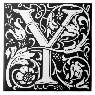 Carreau William Morris Lettre monogramme Art nouveau Y