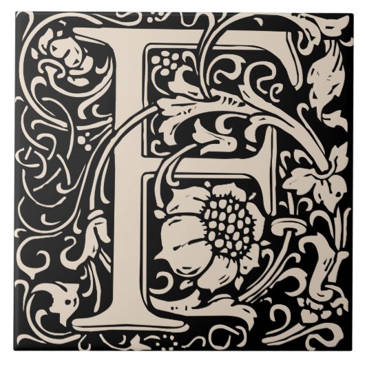 Carreau William Morris Lettre monogramme F (Devant)
