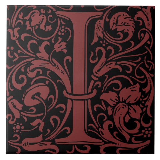 Carreau William Morris Lettre monogramme I Art nouveau (Devant)