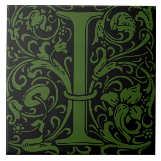 Carreau William Morris Lettre monogramme I Art nouveau (Devant)