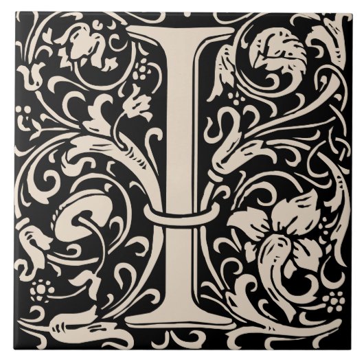 Carreau William Morris Lettre monogramme I Art nouveau (Devant)