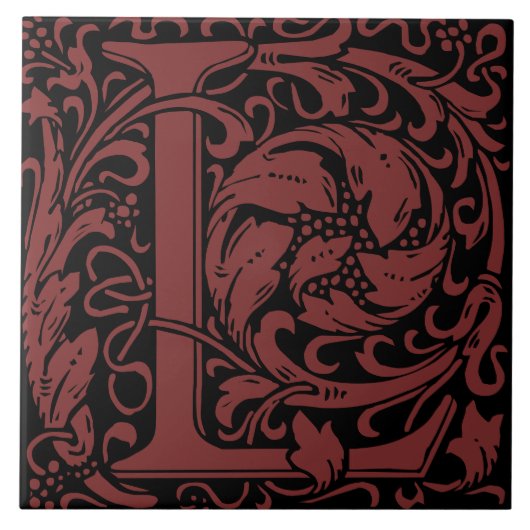 Carreau William Morris Lettre monogramme L (Devant)
