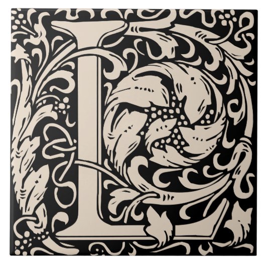 Carreau William Morris Lettre monogramme L (Devant)