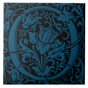 Carreau William Morris Lettre monogramme O Art Nouveau