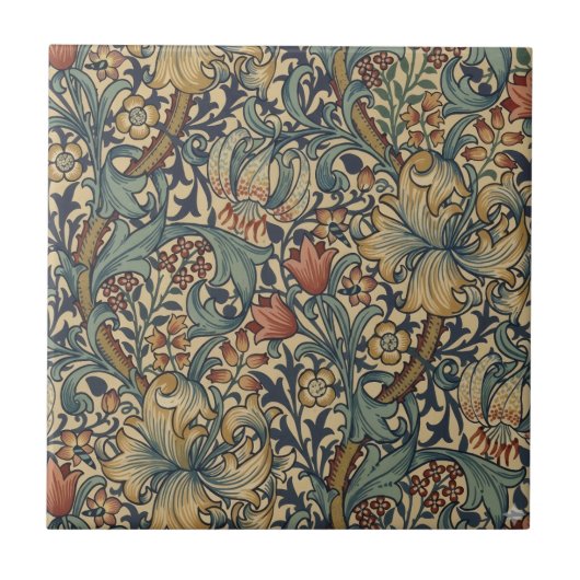 Carreau William Morris Lys lis vintage Préraphaélite (Devant)