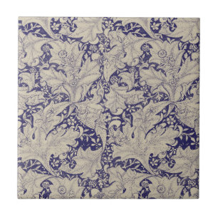 Carreau William Morris Motif Giroflée Bleu Antique