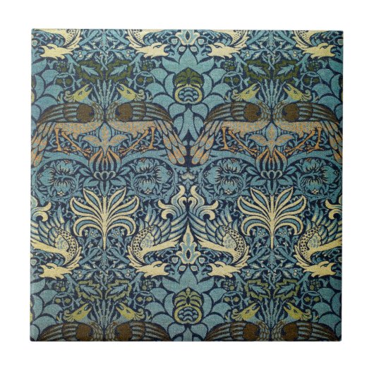 Carreau William Morris Peacock and Dragon Woven Design (Devant)