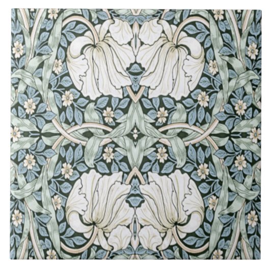 Carreau William Morris Pimpernel Blue Intricate Pattern  (Devant)