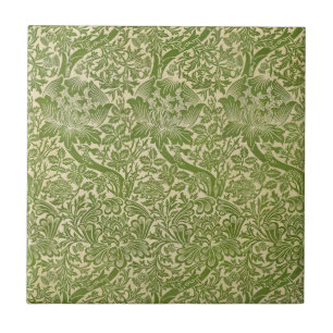 Carreau William Morris Rose et chardon vert floral