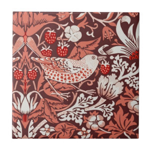Carreau William Morris Strawberry Thief Oiseau en Terracot