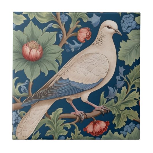 Carreau William Morris style Face droite Dove Bird (Devant)