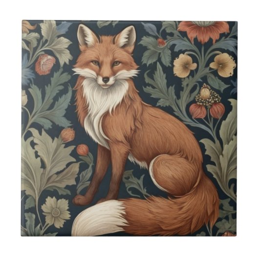 Carreau William Morris style floral gauche face Fox (Devant)