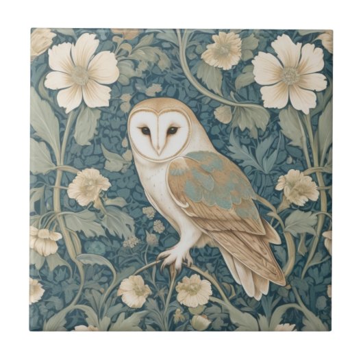 Carreau William Morris style Gauche Crème Turquoise Barne (Devant)