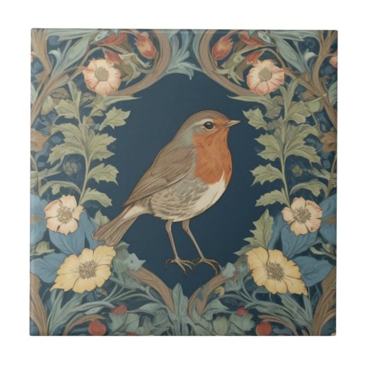 Carreau William Morris style R Robin Redmamd Bird (Devant)