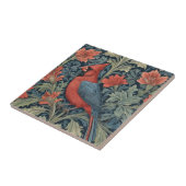 Carreau William Morris style Red Cardinal Bird L floral (Côté)