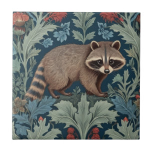 Carreau William Morris style Right Facing Raccoon