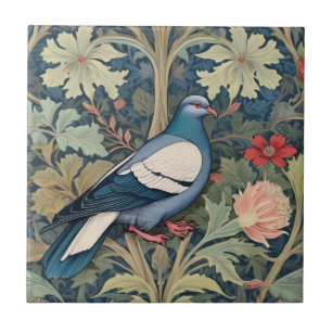 Carreau William Morris style Right Floral Pigeon Bird