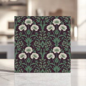 Carreau William Morris style vert et ivoire floral