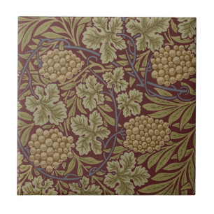 Carreau William Morris Vine Grappe Rouge Vert Art