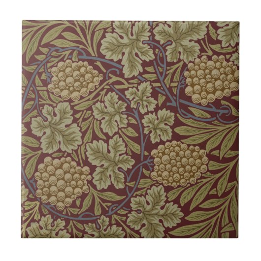 Carreau William Morris Vine Grappe Rouge Vert Art (Devant)