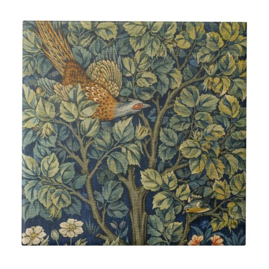 Carreau William Morris Vintage Faisan Écureuil Fleur (Devant)