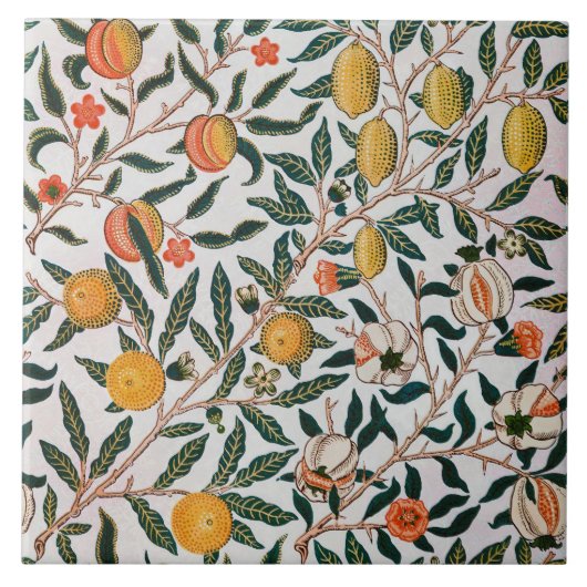 Carreau William Morris Vintage Fruit Grenade Blanc (Devant)