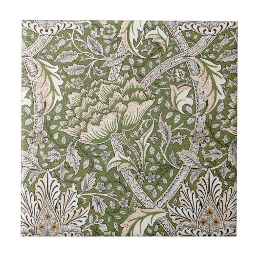 Carreau : William Morris Windrush Motif Vert : Vintage (Devant)