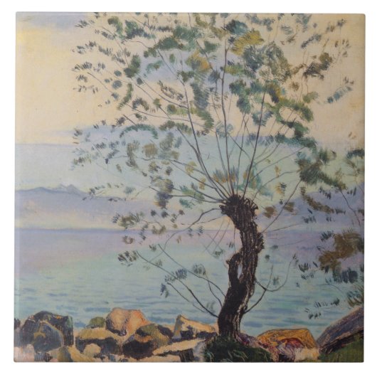 Carreau Willow Tree by the Lake (Paysage suisse) (Devant)