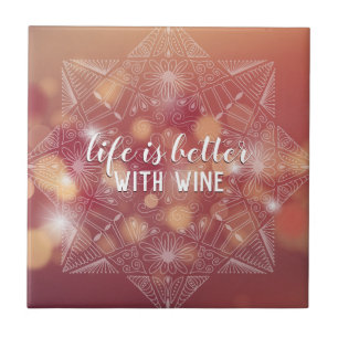 Carreau Wine Lover's Elegant Lettered Mandala Peach Bokeh