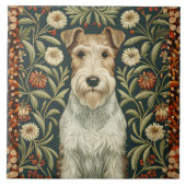 Carreau Wire Fox Terrier in William Morris Floral Style (Devant)