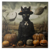 Carreau Witch Cat with Pumpkins (Devant)