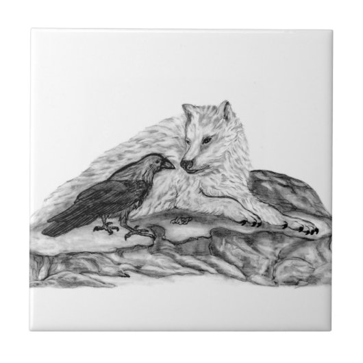 Carreau Wolf and Raven black and white design (Devant)