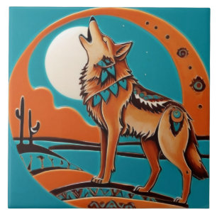 Carreau Wolf Howl Sud-Ouest Sud-Ouest Orange Turquoise