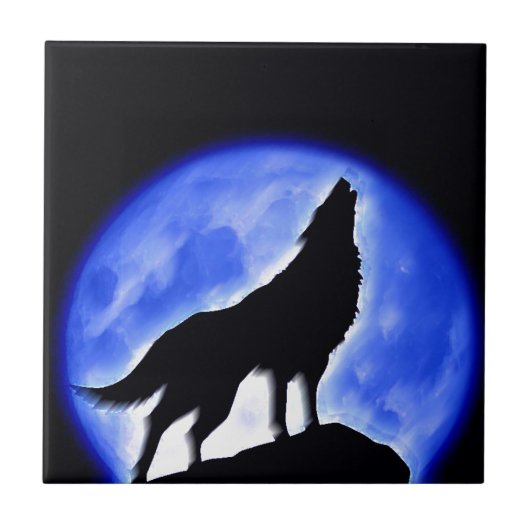 Carreau Wolf Howling à Moon (Devant)