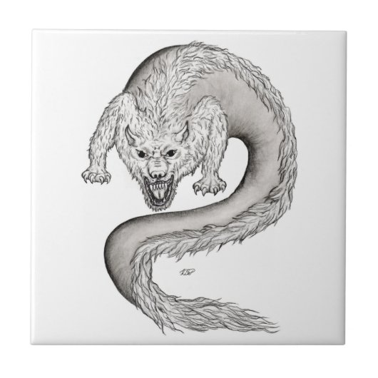 Carreau Wolfdragon noir et blanc Design (Devant)