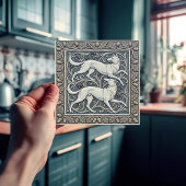 Carreau Wolves Arts & Crafts Wall Decor Art Nouveau Crane