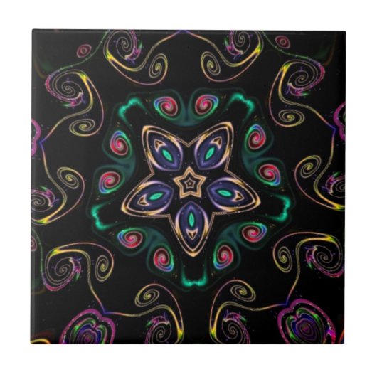 Carreau Wonderland fou kitty géométrique noir émeraude (Devant)