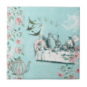 Carreau Wonderland Tea Party Aqua Pink Ceramic Tile (Devant)