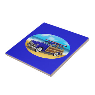 Carreau Woodie bleu sur la plage d'or