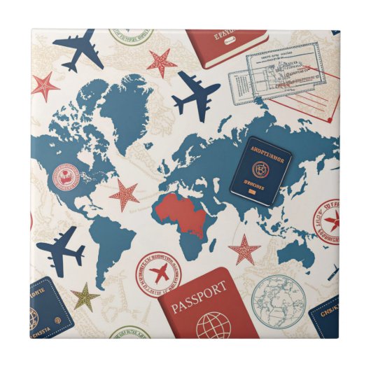 Carreau World Travel Map Pattern (Devant)